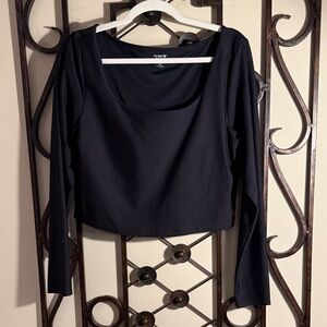 Old Navy Active Built in Bra Black Long Sleeve Top